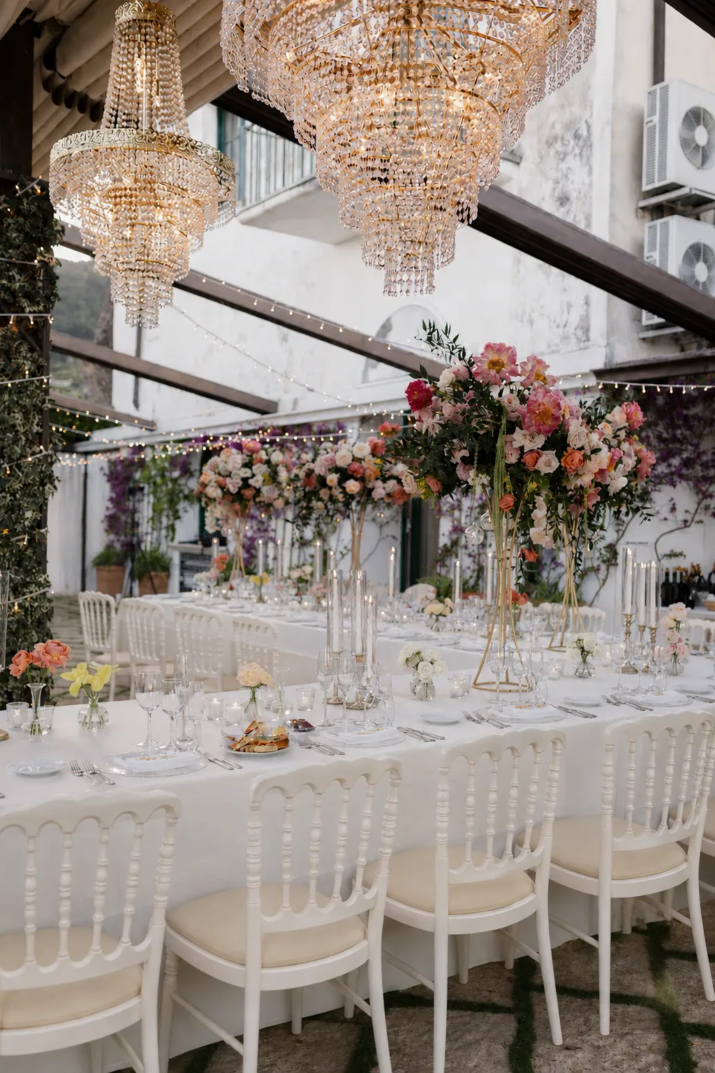 Small group of wedding guests celebrating at an intimate Italian venue