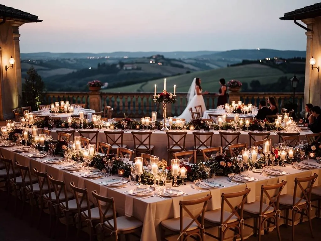 Grand luxury wedding reception at an elegant Italian estate